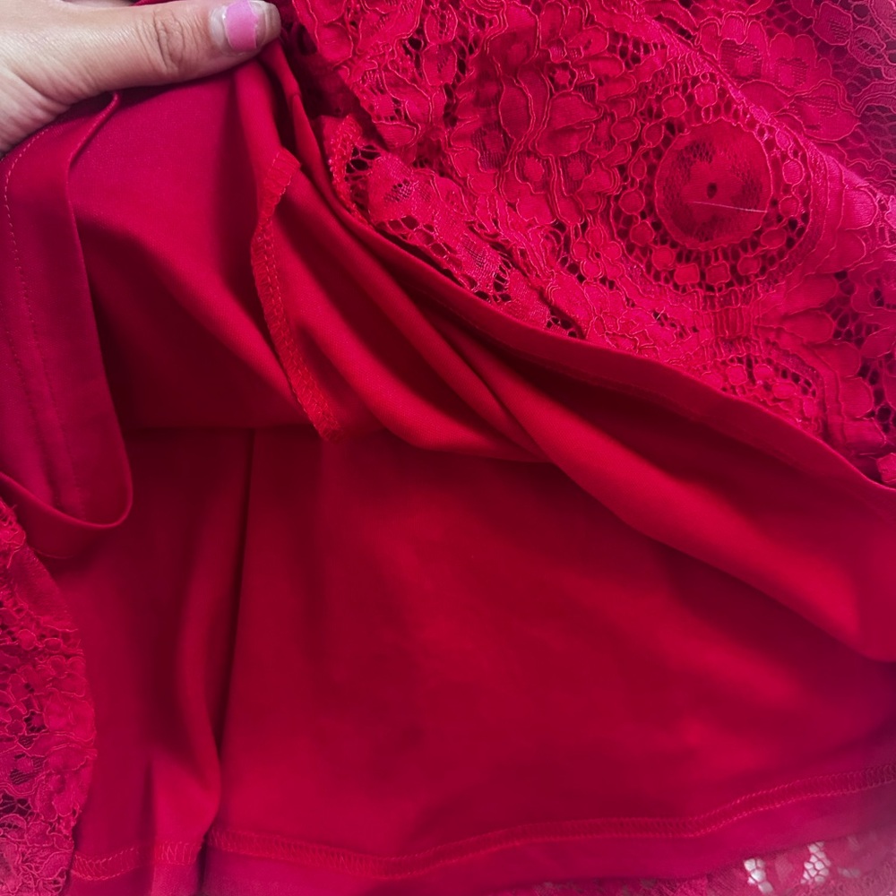 Red Lace Mini Dress - Picture 6 of 6